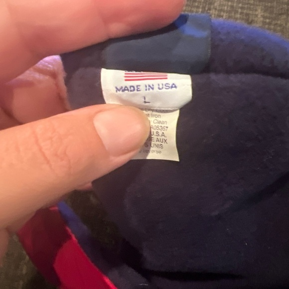 LANDS END FLEECE HEADBAND EARMUFF Size L Red Navy Made In USA - Picture 2 of 4
